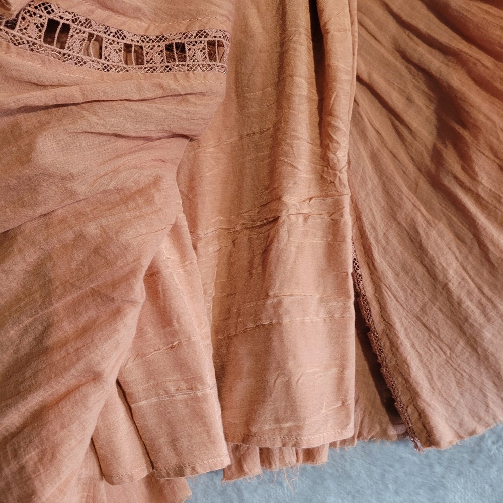 FP One Free People Verona Mini Dress In A Muted Orange Color Sz M Crochet Accent - Picture 8 of 11